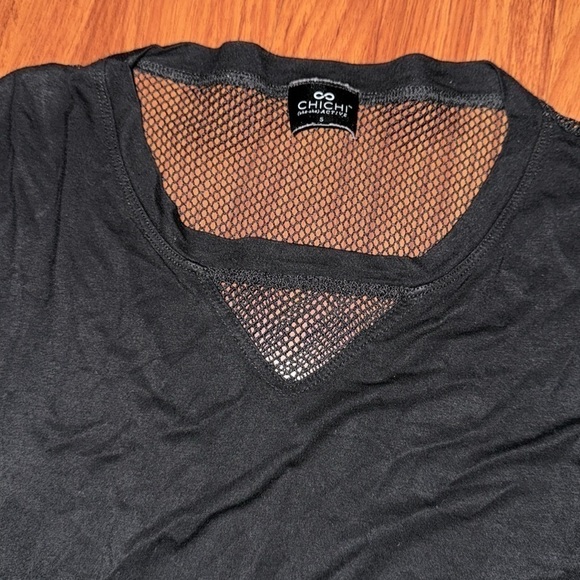 Chi chi active wear long sleeve black mesh top shirt pull over in black size S - Picture 3 of 7